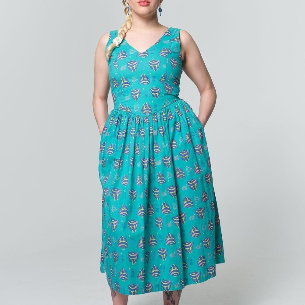 80s Tropical Fish Print Sundress